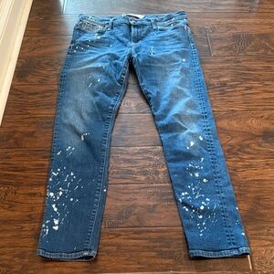 Legend Trendy Blue Women's Skinny Jeans with Paint Splatter